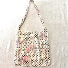 Free People 15 X 15 Gauzy Shopper Tote Bag Floral Boho Market Sling Reusable