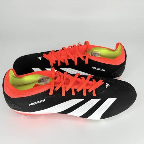 Adidas Predator Elite Low FG Black Solar Red Soccer Cleats Men's 8 IG7777 - Picture 2 of 7