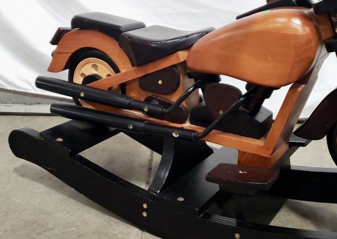 Vintage Wood Rocking Horse Harley Motorcycle Rocker Ride On Toy 24