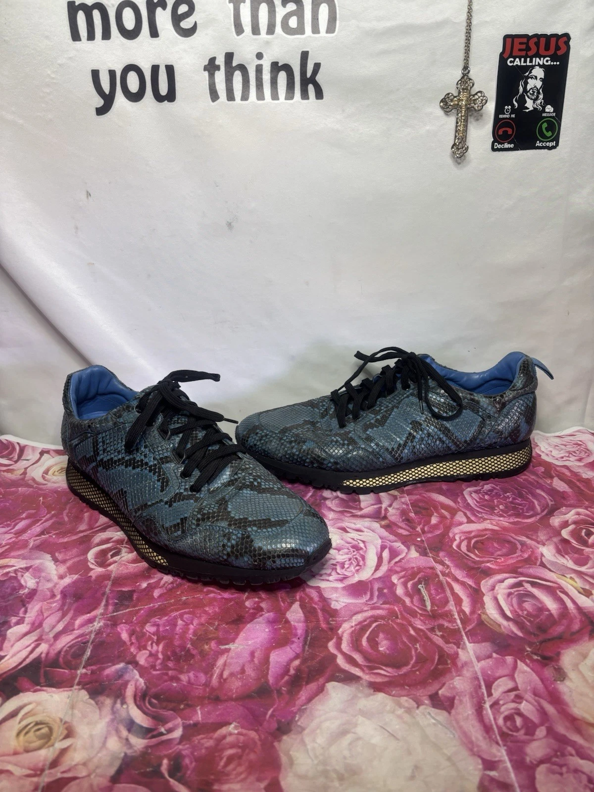 Baskets homme Gucci bleu et noir en python   édition limitée taille 10,5