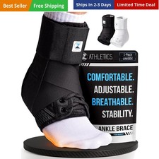 Ankle Brace for Women  Men - Lace Up Adjustable Support with Side Stabilizer...