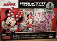 NEW DISNEY MINNIE Super Activity Set Coloring Book, Colors, Stickers, Posters