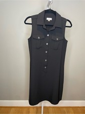 Calvin Klein Black Sleeveless Shirt Dress with Chest Pockets - Size 4