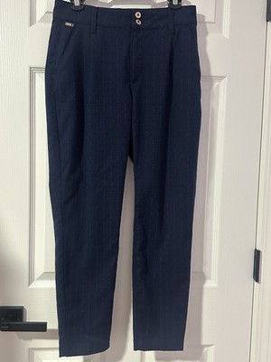 U.S. Polo Assn. Men's Carrot Fit Navy Pinstripe Casual Pants Logo Plate Size 36
