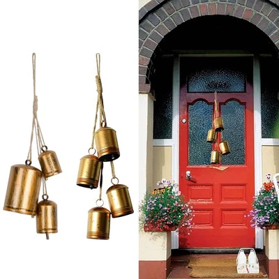 4/3PCS Cow Bells Handmade Rustic Gold Bells Christmas Decoration Wind Chime Bell