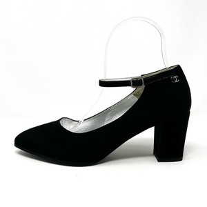 Chanel Black Satin Silver CC Logo Mary Jane Janes High Heels Pumps 37 6 6.5