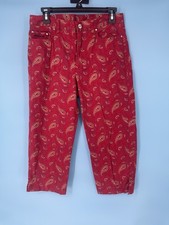 Lauren Jeans Co Ralph Lauren Red Paisley Print Cropped Pants Size 12