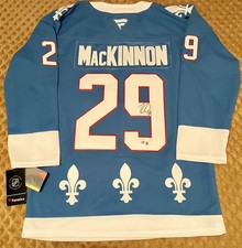 L@@K! Avs Nathan MacKinnon AUTO SIGNED Quebec Nordiques Hockey Jersey- BAS COA