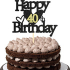 1 Stück 40.Geburtstag Tortendeko Schwarz Gold Happy 40th Birthday Cake Topper fü
