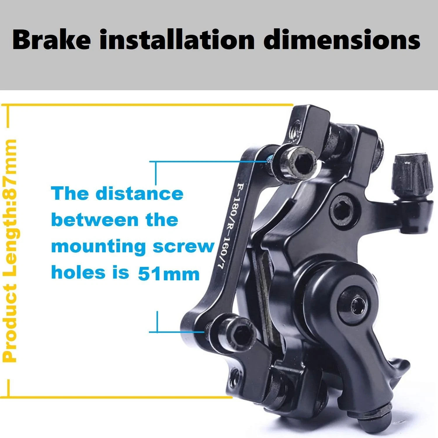 Bike Disc Brake Kit - 2 Pcs 160mm Rotors Calipers & Levers