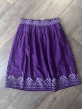 Old Navy Women's Purple Embroidered Boho Skirt Size Small Cotton Elastic Waist