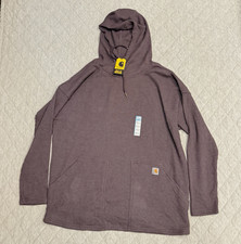 Carhartt Women's Relaxed Fit Waffle Knit Pullover Hoodie Purple 1X Hood Pockets