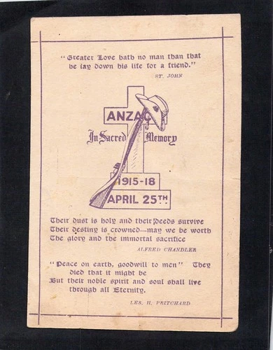 P0673 Military Anzac Sacred Memory WW1 Star Press Australia vintage postcard