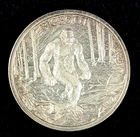 2 Ounce .999 Fine Silver High Relief Sasquash Coin - Nice Gold Rim Toning!!!