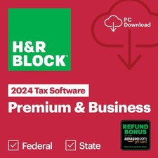 Tax Software H R Block Premium  Business 2024 PC Online Code Refund Version