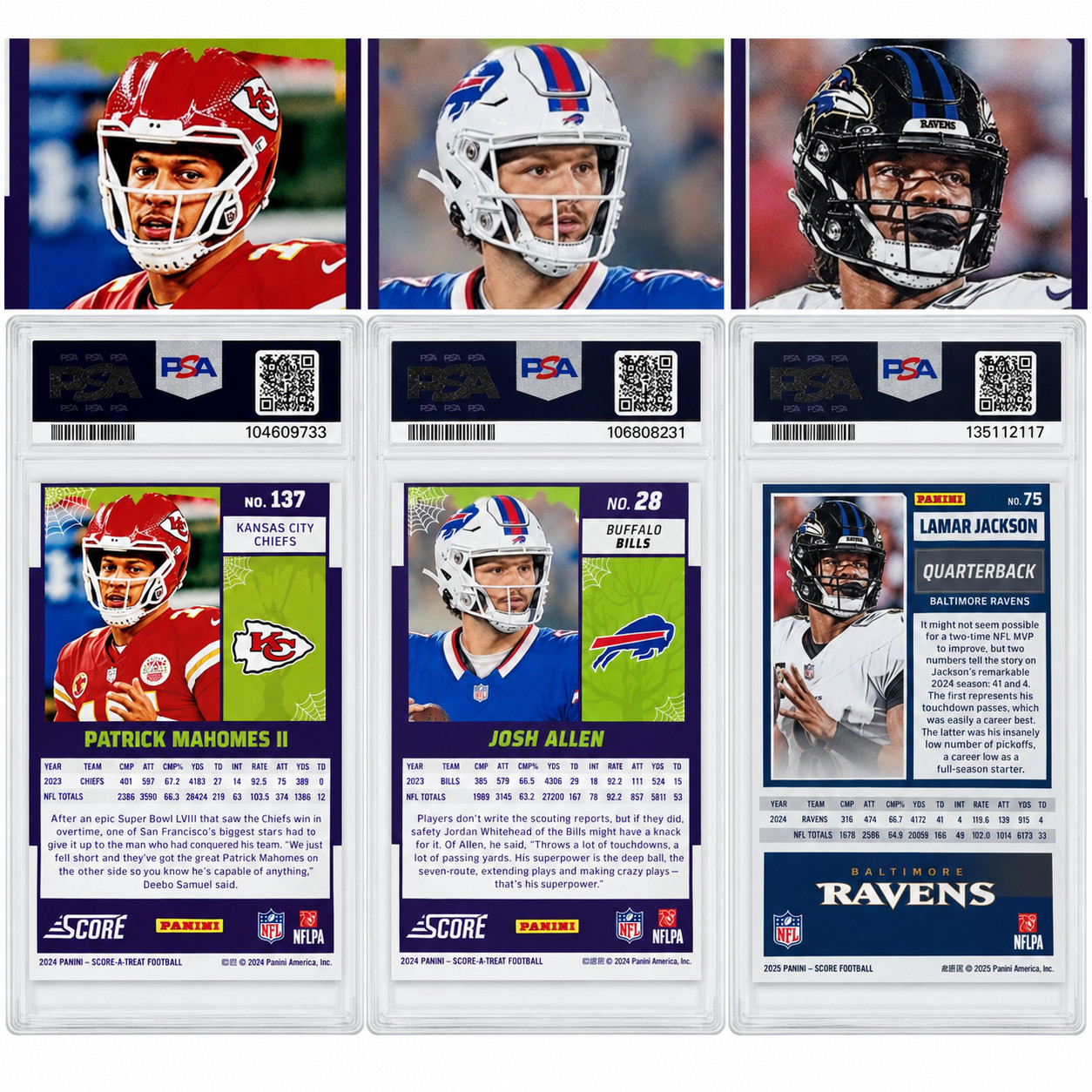 (3) psa 10 | patrick mahomes| josh allen | lamar jackson HAPPY HALLOWEEN 🎃👻🦇 view 2