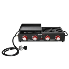 4-Burner Portable Propane Tailgater Grill Griddle Combo in Black