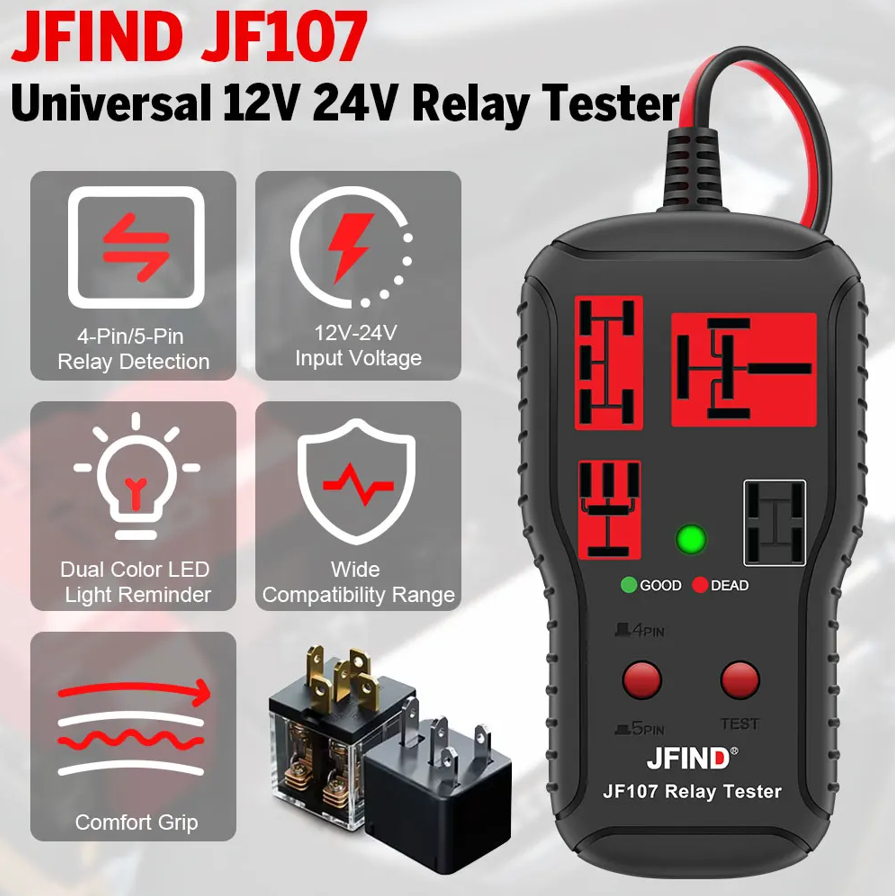 KIMISS Draagbare 12 V Auto Relais Tester, 4-Pin 5-Pin LED Display Diagnostische Gereedschappen Relais Circuit Diagnostische Tool voor Auto Reparatie