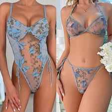 Sexy Women's Lingerie Slip Dress Babydoll Teddy Underwear Lace Nightwear Outfit