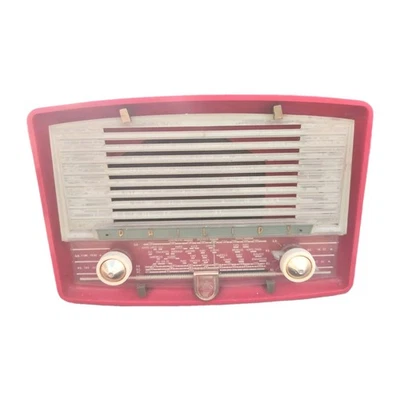 Philips Radio vintage rouge B1F71A annees 50 - Photo 1/4