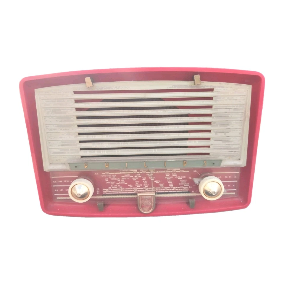 Philips Radio vintage rouge B1F71A annees 50 - Photo 1/4