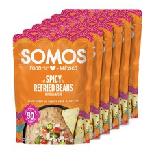 SOMOS Spicy Refried Beans - Gluten Free, Non-GMO, Vegan 10 Ounce Pack of 6