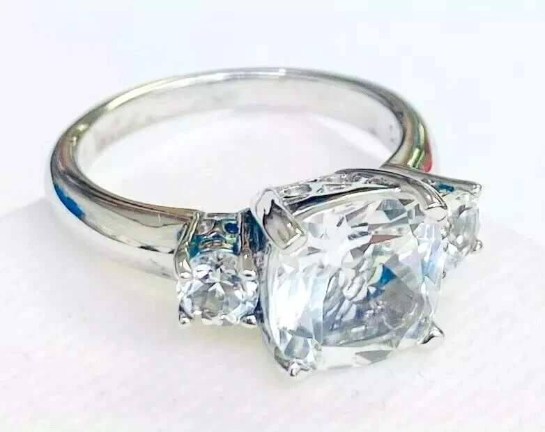 HSN Colleen Lopez Sterling Silver Cushion-Cut & Round White Topaz Ring Size 10 - Image 2 of 4