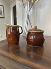 Vintage Hull Pottery brown drip sugar and creamer Set