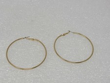 Vintage Gold Tone Hoop Earrings Large 2 1/2"