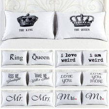 2PCS White Cotton Home Hotel Decor Standard Pillow Case Couple Bed Cushion Cover