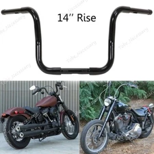 14" Rise 1-1/4" Black Ape Hanger Handlebar For Harley Softail FLST Sportster New