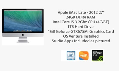 Apple iMac 27 - 2012 Core i5, 24GB RAM, 1GB GPU, 1TB HDD, Ventura