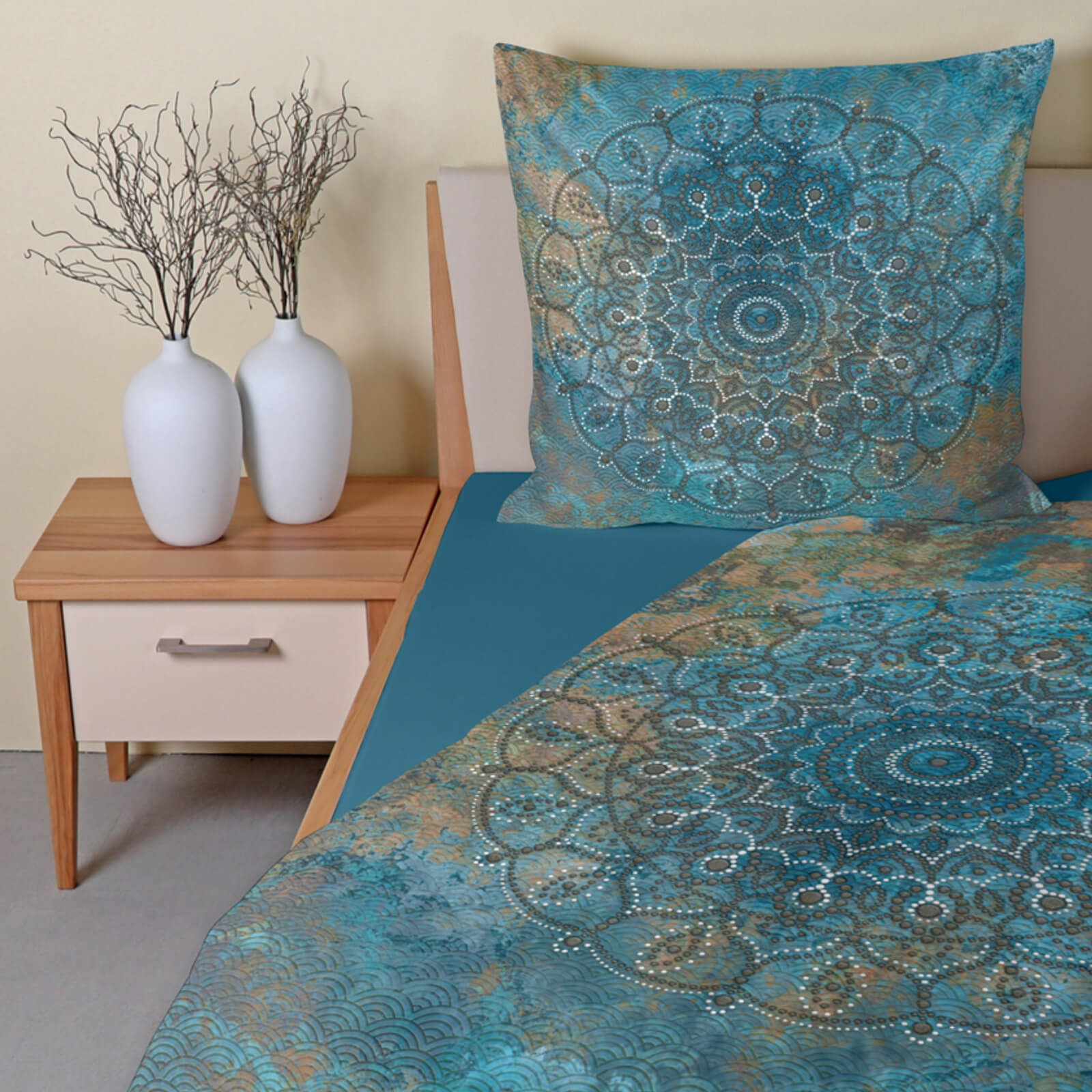 Mandala Bettwäsche Satin CASATEX Sleep Tight Blau Ornamente Muster Orientalisch