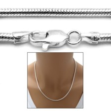 925 Sterling Silver Round Snake Chain Necklace 2.5mm 060 Gauge 