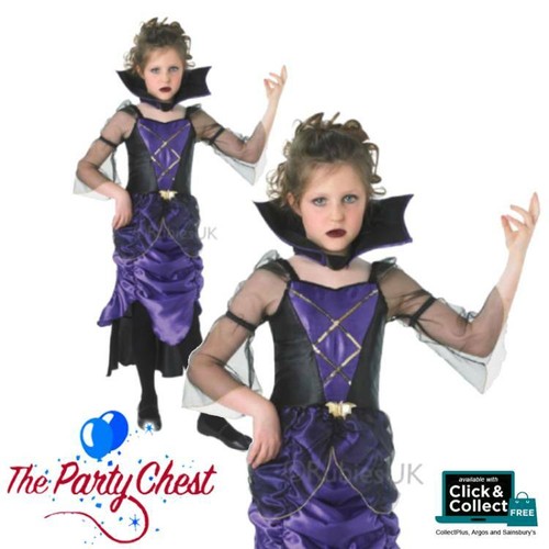 Le ragazze VAMPIRESS Gotico Costume Halloween bambini Vampire Fancy Dress  Outfit 345 | eBay
