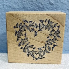 Heart Shaped Wreath Rubber Stamp with Hearts and Branches PSX