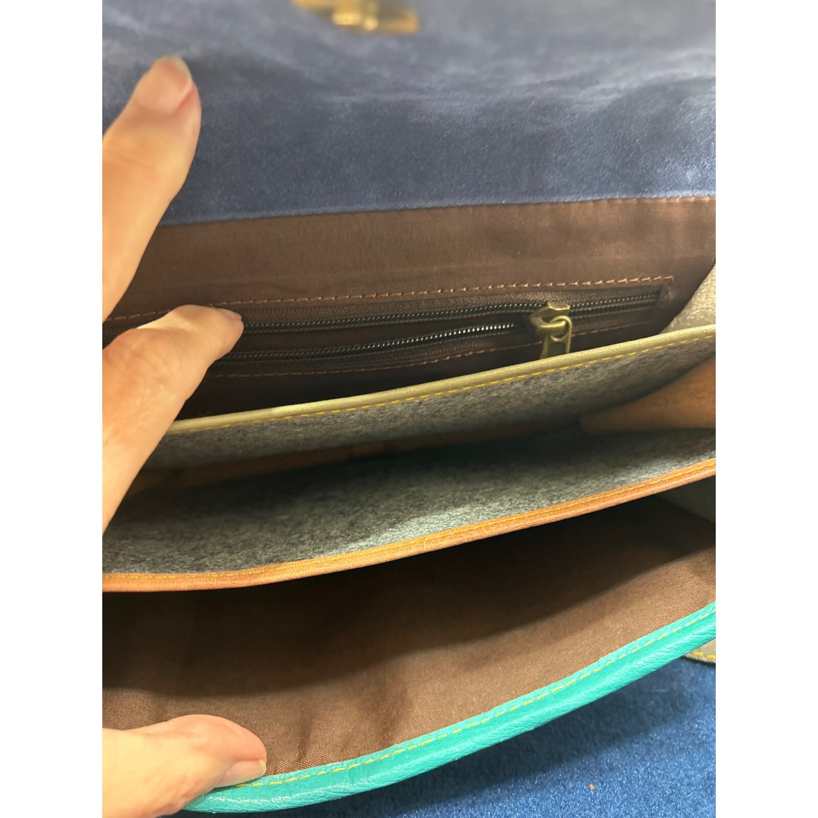 Patchwork Leather Crossbody Bag - Multicolor Stri… - image 12