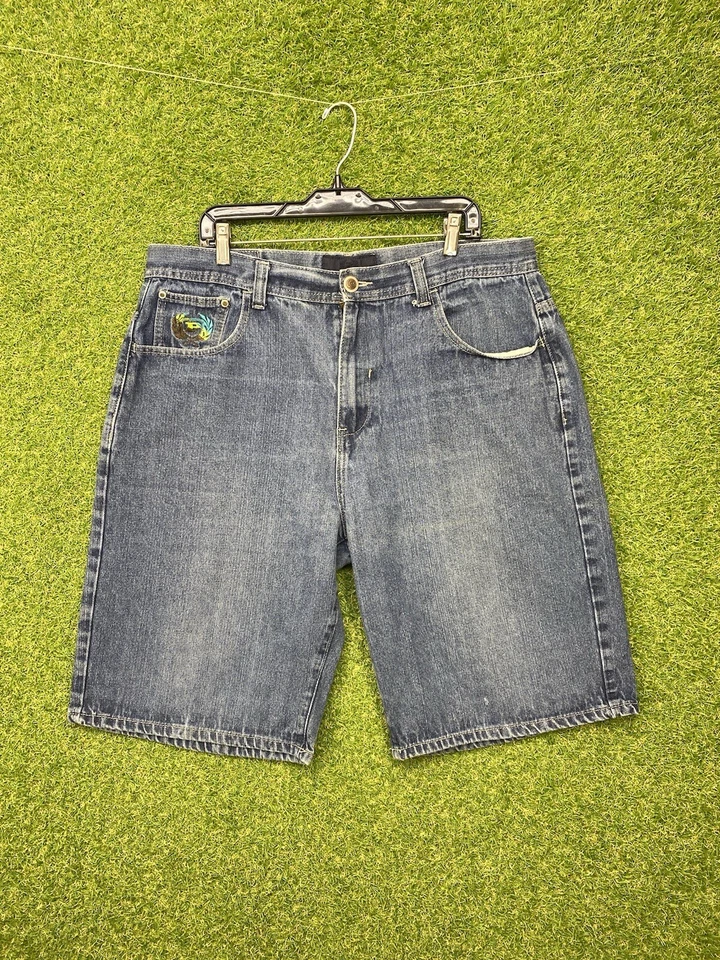 Pantalones Cortos Jean De Colección Para Hombre Talla 38 Lavado Oscuro Phat Granja Sueltos JNCO Sueltos Patín Y2K Foto 2 de 4