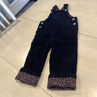 Papagino Overalls Baby 18 Months Navy blue embroidered floral lined Corduroy￼