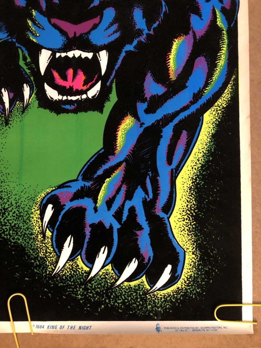 Original Vintage Poster King Of The Night Jaguar Panther Jungle