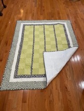 Handmade Quilt GREAT FOR THE HOUSE  Neon Green and Grey Flower Pattern.