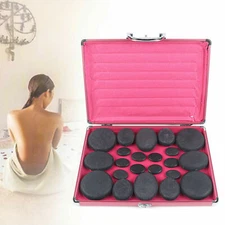 20Pcs Hot Stone Massage Kit Volcanic Basalt Stone Rock SPA Massager + Warmer Box