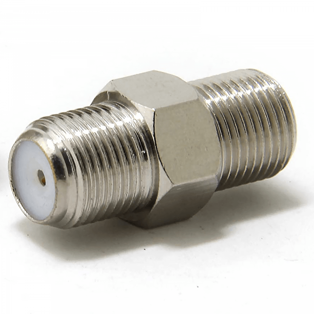 F Type Female to F Type Female Coaxial Coupler Adapter Nickel Satellite Coax