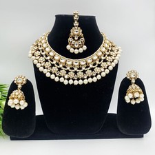 Sabyasachi Kundan Bridal Necklace Set-Indian Wedding Jewelry-White Pearls Set