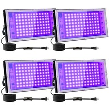 4 Pack 100W UV Black Light, Black Lights for Glow Party, IP65 Waterproof Blac...