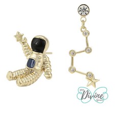 14K Gold Plated Astronaut  constellation Stud Earrings Space Nasa Inspired