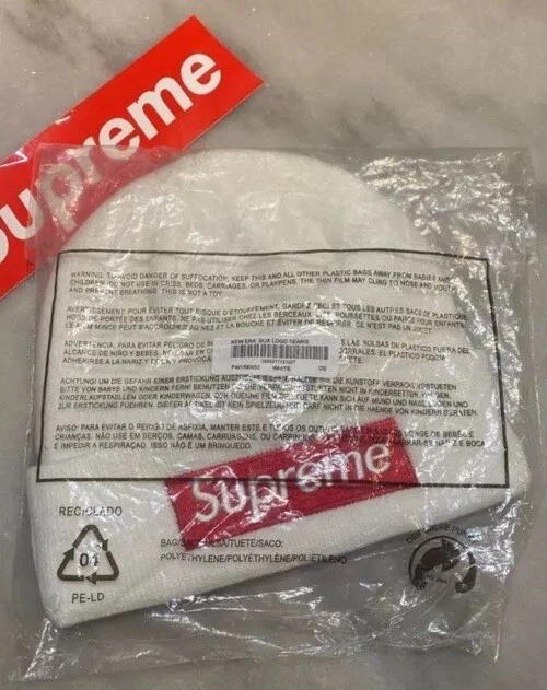 Supreme New Era boîte rouge blanche logo Beanie Fw15 neuf avec étiquettes 