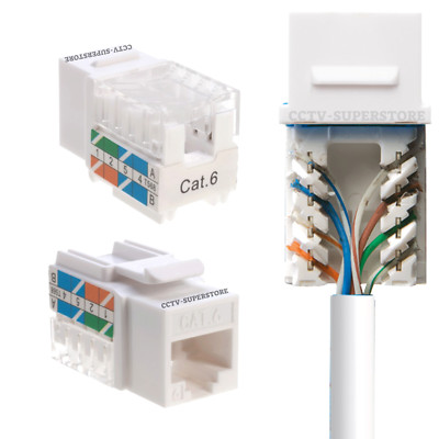 Cat6 Keystone Jack Network 45 Degree Angled RJ45 110 Punch down Lan White Lot