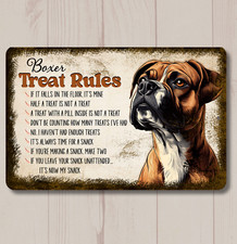 Boxer Treat Reglas Letrero Perro Snack Metal Lata Divertido Arte de Pared Hombre Cueva Hecho a Mano