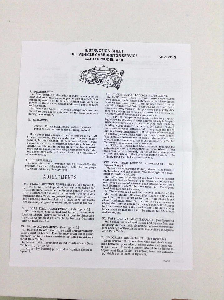 КАРБЮРАТОРНЫЙ КОМПЛЕКТ CARTER AFB 1958-1961 DESOTO 318-350-354-360-383 ДВИГАТЕЛИ ПОПЛАВКИ - Изображение 4 из 4